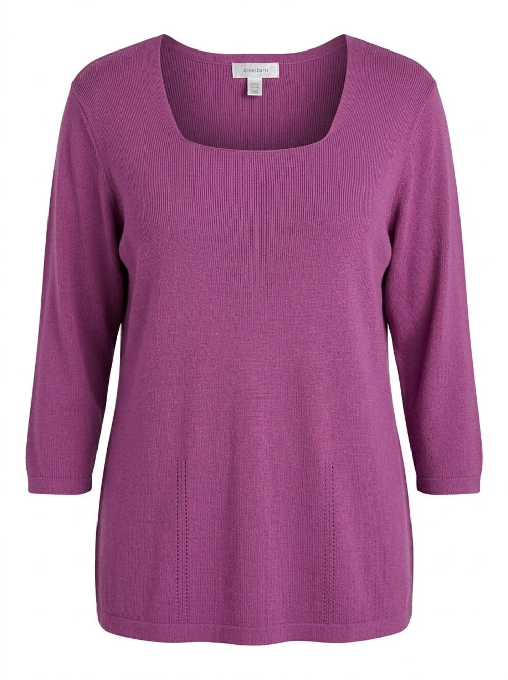 Dressbarn Purple Square Neck Knit 3/4 Sleeve Sweater Women Size 22/24